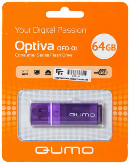 Флешка Qumo Optiva 01 QM64GUD-OP1-VIOLET 64Gb Фиолетовая