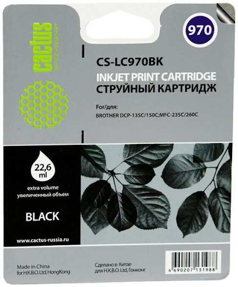 Картридж струйный Cactus CS-LC970BK черный для Brother DCP-135C 150C MFC-235C 22.6мл 3659072
