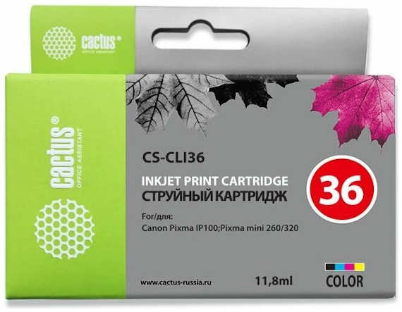 Картридж струйный Cactus CS-CLI36 цветной для Canon Pixma 260 11.8мл