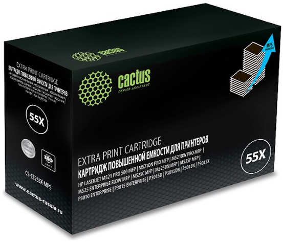 Тонер Cactus CS-CE255X-MPS черный 15000стр для HP LJ P3015 3659298