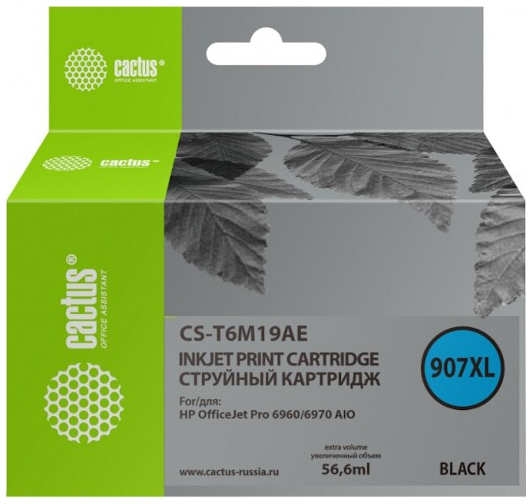 Картридж струйный Cactus №907XL CS-T6M19AE черный 56.6мл для HP OJP 6950 6960 6970 3659941