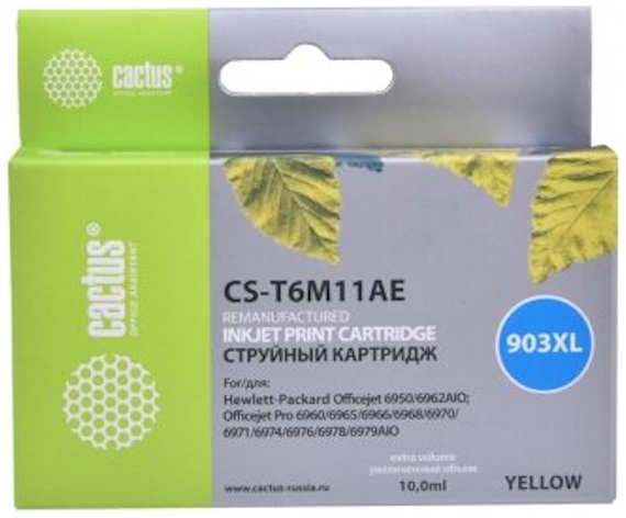 Картридж струйный Cactus №903XL CS-T6M11AE желтый 825стр. для HP OJP 6950 6960 6970 3659974