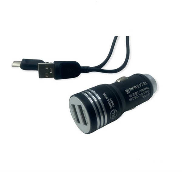 Автомобильное зарядное устройство Red Line Tech 2 AC-5A и кабель USB Type-C Черное