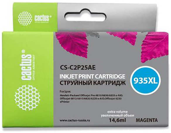 Картридж струйный Cactus CS-C2P25AE №935XL пурпурный для HP DJ Pro 6230/6830 (15мл) 36847088