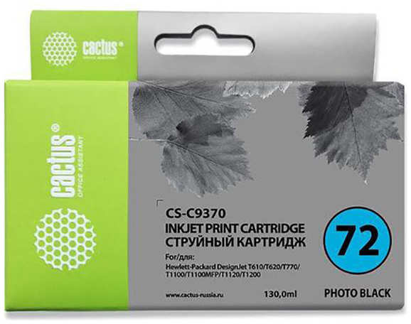 Картридж струйный Cactus CS-C9370 фото черный для №72 HP DesignJet T610/T620/T770/T1100 (130ml) 36847104