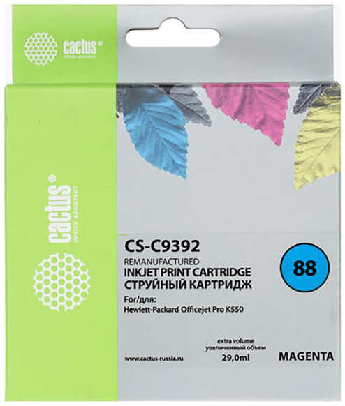 Картридж струйный Cactus CS-C9392 пурпурный для №88 HP Officejet Pro K550 (29ml)