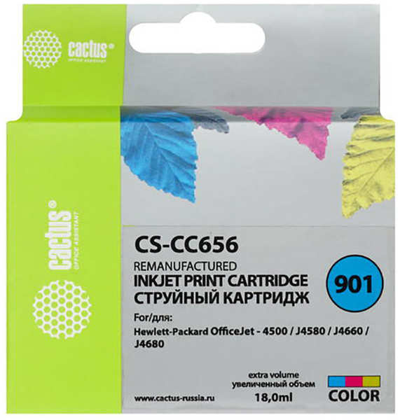 Картридж струйный Cactus CS-CC656 многоцветный для №901 for HP OfficeJet-4500/J4580/J4660/J4680 36847146