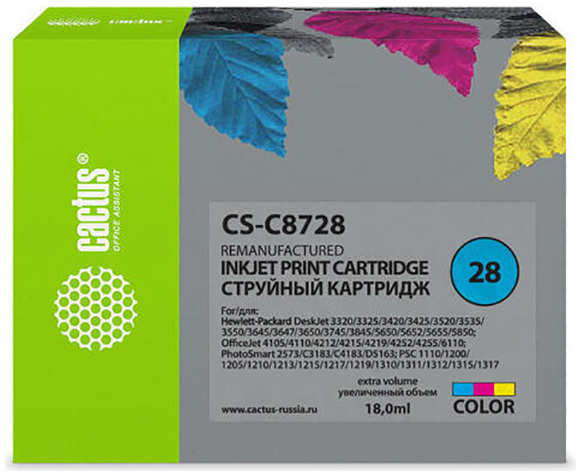 Картридж струйный Cactus CS-C8728 многоцветный для №28 HP DeskJet 3320/3325/3420/3425/3520/3535/3550 36847167