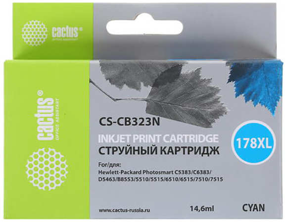 Картридж струйный Cactus CS-CB323N голубой для №178XL HP PhotoSmart B8553/C5383/C6383/D5463 (14,6) 36847178