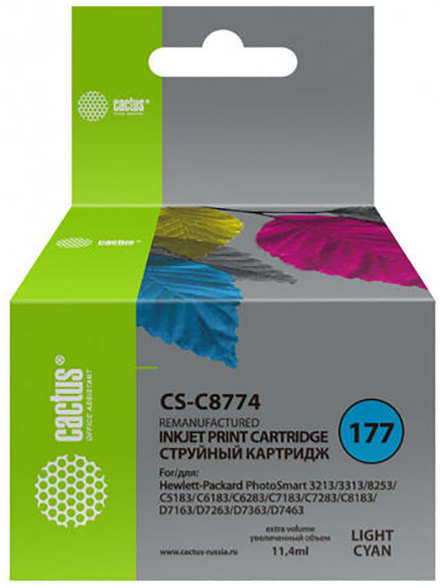 Картридж струйный Cactus CS-C8774 голубой для №177 HP PhotoSmart 3213/3313/8253/C5183/C6183 36847192