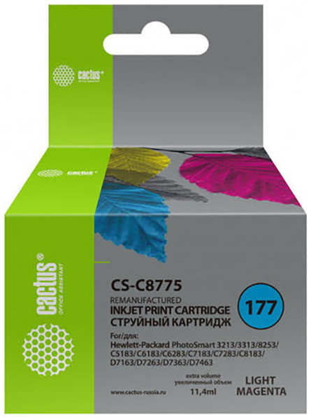 Картридж струйный Cactus CS-C8775 пурпурный для №177 HP PhotoSmart 3213/3313/8253/C5183/C6183 36847197