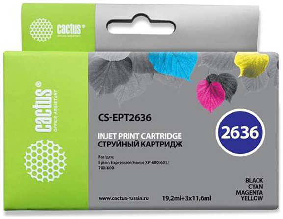 Картридж струйный Cactus CS-EPT2636 многоцветный для Epson Expression Home XP-600/605/700