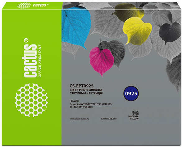 Картридж струйный Cactus CS-EPT0925 многоцветный для Epson Stylus C91/CX4300/T26 36847292