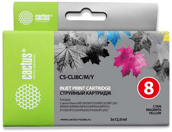 Картридж струйный Cactus СS-CLI8C/M/Y многоцветный для Canon Pixma MP470/MP500 36847298
