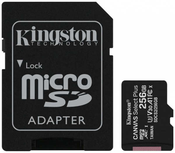 Карта памяти Kingston microSDXC Class 10 UHS-I U1 256Gb SDCS2/256GB