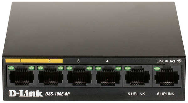 Коммутатор D-Link DSS-100E-6P A1A 6x100Mb 1G неуправляемый 36884499