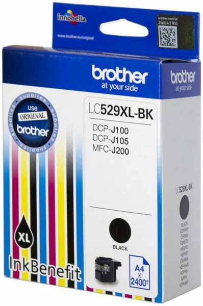 Картридж Brother струйный LC529XLBK черный (2400стр.) для DCP-J100 J105 J200 3690333