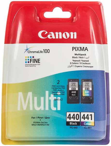 Картридж струйный Canon PG-440 CL-441 5219B005 черный трехцветный x2упак. (180стр.) для MG2140 MG3140 3693732