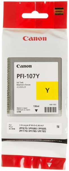 Картридж струйный Canon PFI-107Y 6708B001 желтый (130мл) для iP F680 685 780 785 3695805