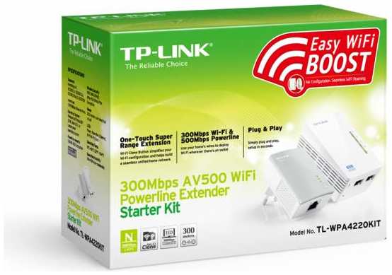 Wi-Fi+Powerline адаптер Tp-Link Wi-Fi+Powerline адаптер TL-WPA4220KIT 3696775