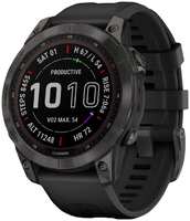 Умные часы Garmin Fenix 7 Sapphire Solar Carbon Grey DLC with Black Band