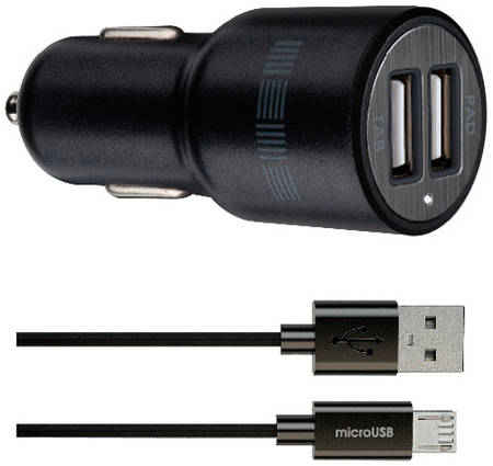 Автомобильное зарядное устройство InterStep 2 USB 2.1A + 2.1A + кабель microUSB