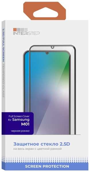 Защитное стекло InterStep для Samsung Galaxy M01 FSC черная рамка