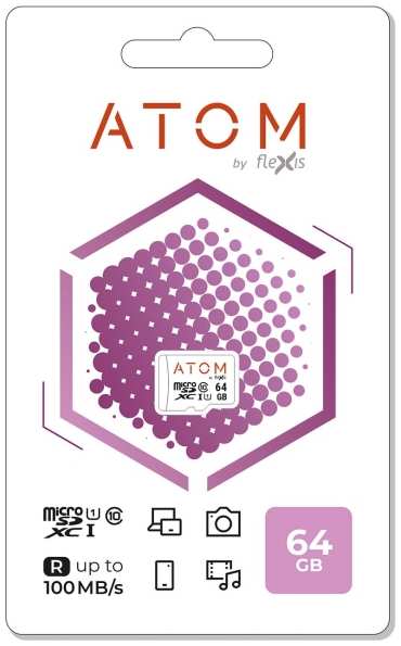 Карта памяти microSDHC Atom 64GB UHS-1 U1 (AMSDU1/64GB)