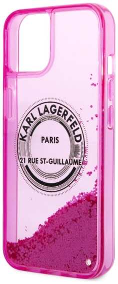 Чехол Karl Lagerfeld на iPhone 14 Liquid glitter RSG logo Pink 37244450737