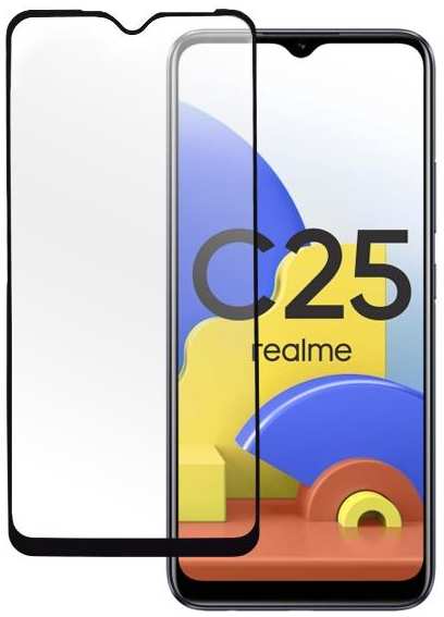 Защитное стекло для смартфона Pero Full Glue для Realme C25, черное