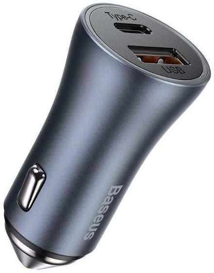 Автомобильное зарядное устройство Baseus Golden Contactor Pro Dual USB A/USB C темно серое