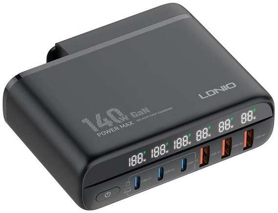 Сетевое зарядное устройство USB LDNIO A6140C черное