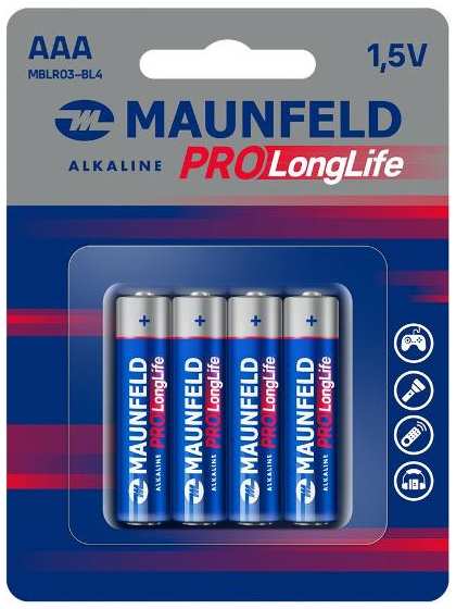Батарейка алкалиновая (щелочная) Maunfeld MBLR03-BL4 AAA 4 шт
