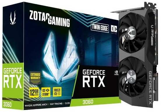 Видеокарта Zotac RTX3060 Twin Edge OC 12GB GDDR6 192bit DVI HDMI 3