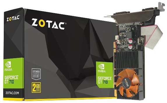 Видеокарта Zotac GT710 2GB DDR3 64-bit 954/1600 HDCP DVI HDMI VGA