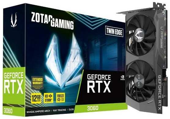 Видеокарта Zotac RTX3060 Twin Edge 12G GDDR6 192bit DVI HDMI 3xDP 37244707371