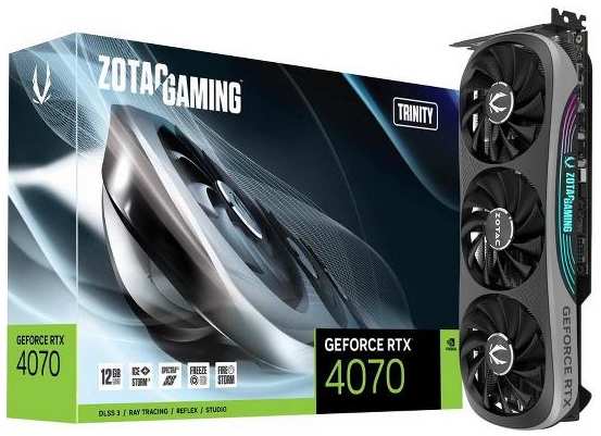 Видеокарта Zotac RTX4070 Trinity 12GB GDDR6X 192bit 3xDP HDMI 3FAN 37244707393