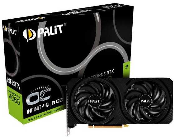 Видеокарта Palit RTX4060 INFINITY 2 OC 8Gb GDDR6 128bit 3xDP HDMI