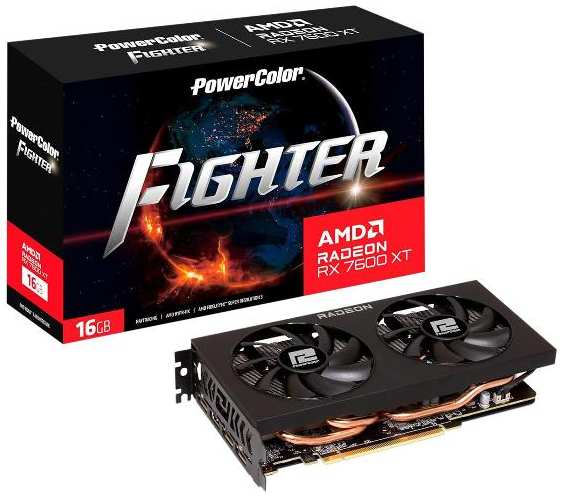 Видеокарта PowerColor RX7600XT Fighter 16GB GDDR6 128bit 3xDP HDMI 2FAN