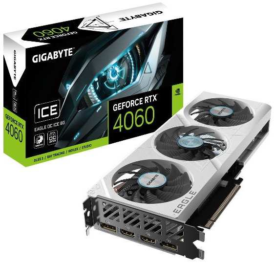 Видеокарта GIGABYTE RTX4060 EAGLE OC ICE 8GB GDDR6 128-bit DPx2 HDMIx 37244707914