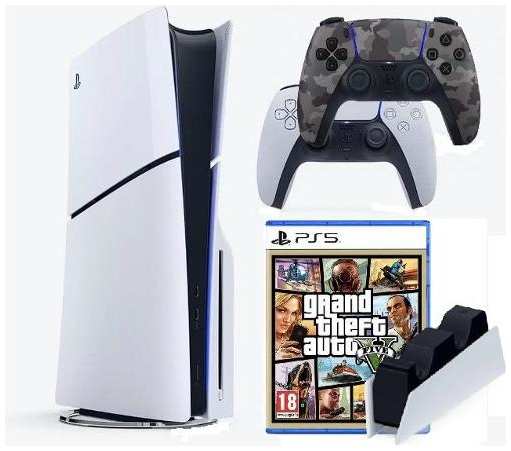 Приставка Sony PlayStation 5 Slim 1TB Blu-Ray Edition + GTA VI + дж. + станция