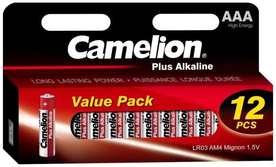 Батарейка алкалиновая (щелочная) Camelion LR03-HP12