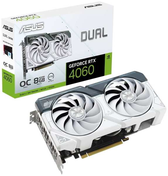 Видеокарта ASUS GeForce RTX 4060 WhiteOC 8GB (90YV0JC2-M0NA00)