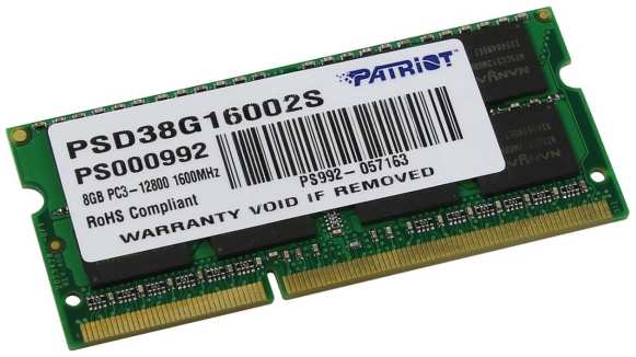 Оперативная память Patriot 8GB Signature DDR3 1600Mhz (PSD38G16002S) 372669903