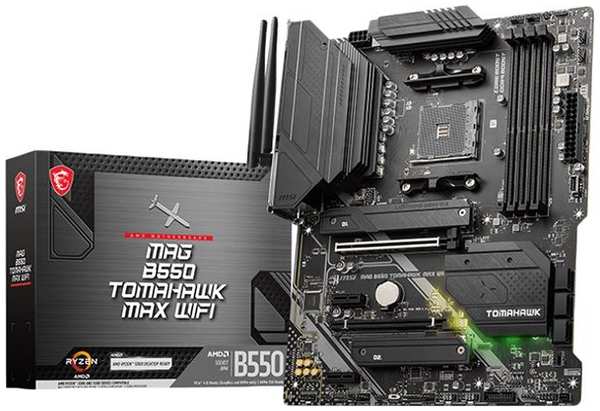 Материнская плата MSI MAG B550 TOMAHAWK MAX WIFI Soc-AM4 AMD B550 4xDDR4 ATX AC 97 8ch(7.1) 2.5Gg RA