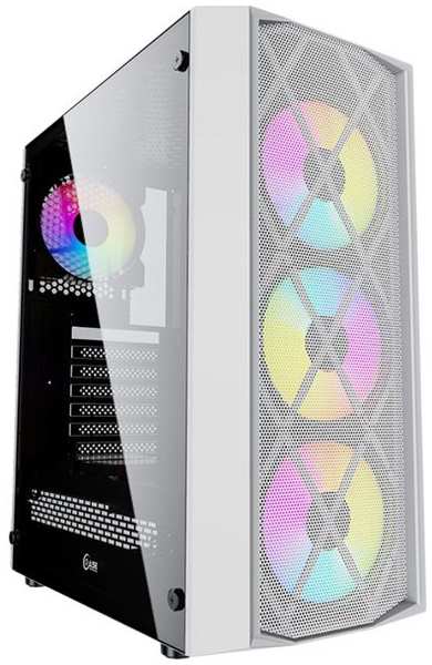 Корпус для компьютера Powercase CMRMW-L4 Rhombus X4 White, Tempered Glass, Mesh, 4x 120mm 5-color LED fan, белый, A 372673673