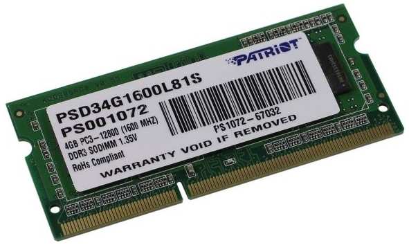 Оперативная память Patriot 4GB Signature DDR3 1600Mhz (PSD34G1600L81S) 372676737