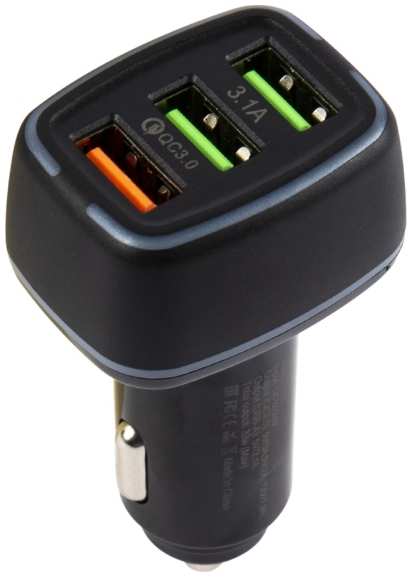 Автомобильное зарядное устройство Red Line Tech USB (QС 3.0 18W)+2 USB (3,1А) C23 черный 372834844