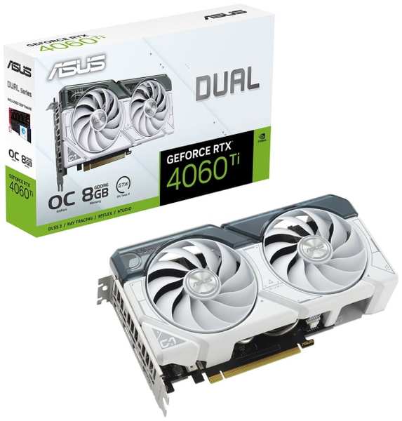 Видеокарта ASUS NVIDIA GeForce RTX 4060 Ti DUAL WHITE OC 8GB (DUAL-RTX4060TI-O8G-WHITE) 3774494489