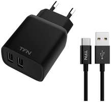 Сетевое зарядное устройство с кабелем TFN Rapid+ 2xUSB 2.4A + кабель USB-C